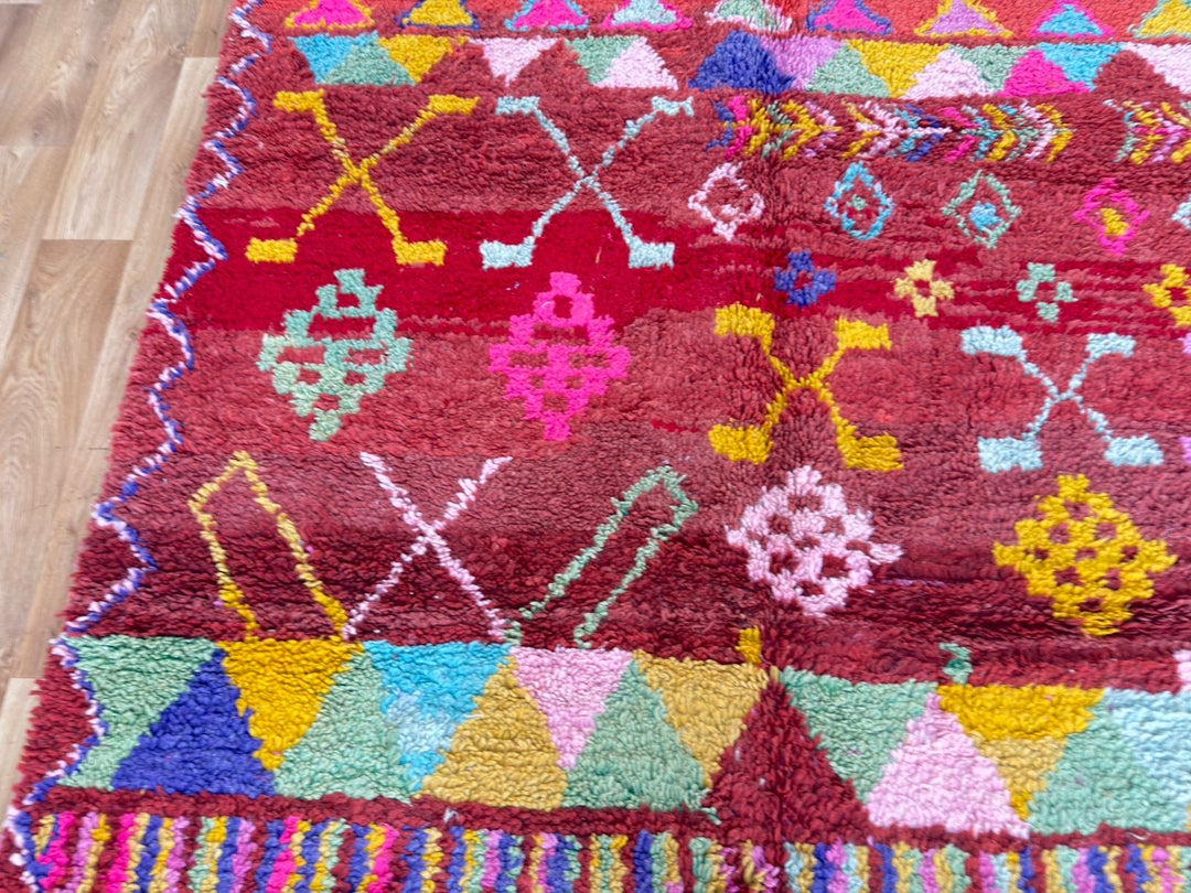 Red Boujaad Moroccan Rug – Handmade Wool Berber Carpet