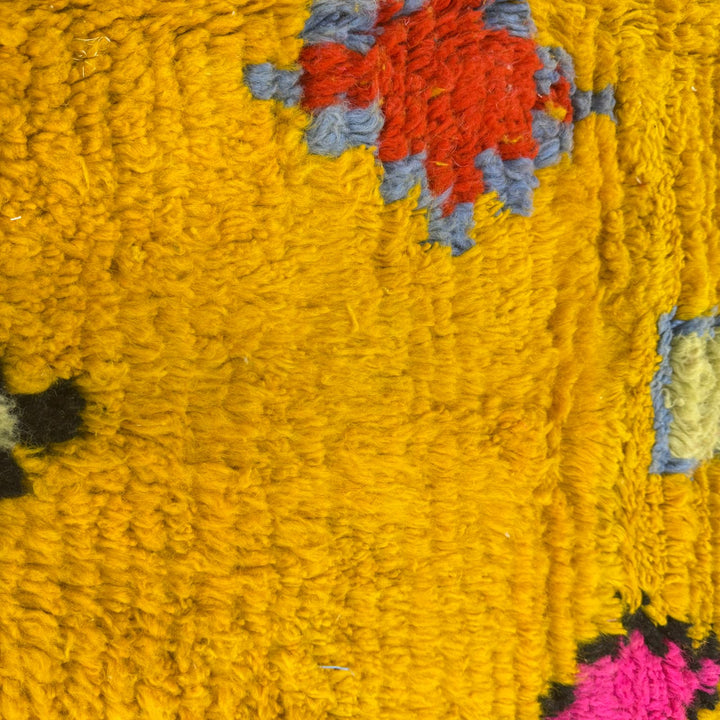 Yellow Moroccan Rug – Handmade Wool Berber Carpet with Colorful Motifs