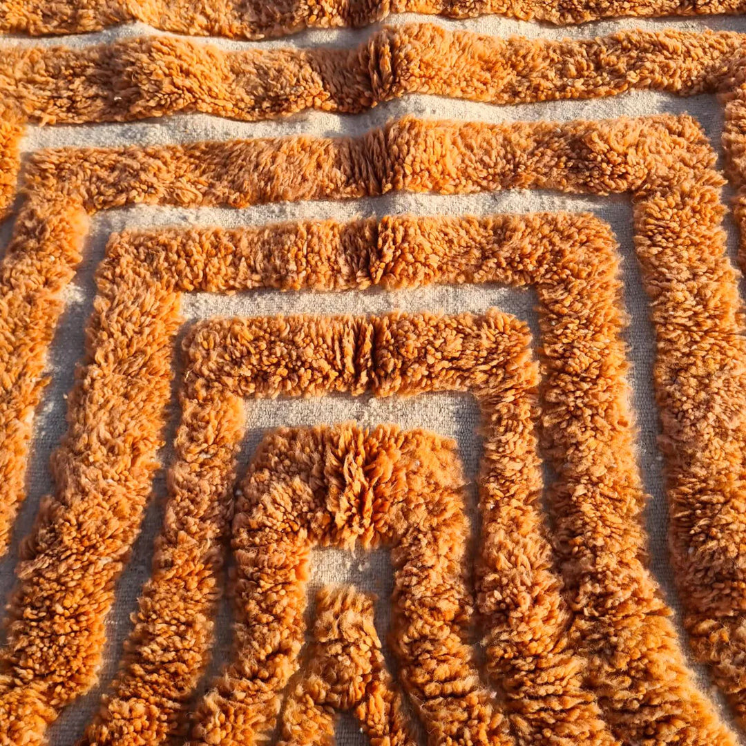 Custom Moroccan Rug Orange  – Handmade Geometric Wool Design