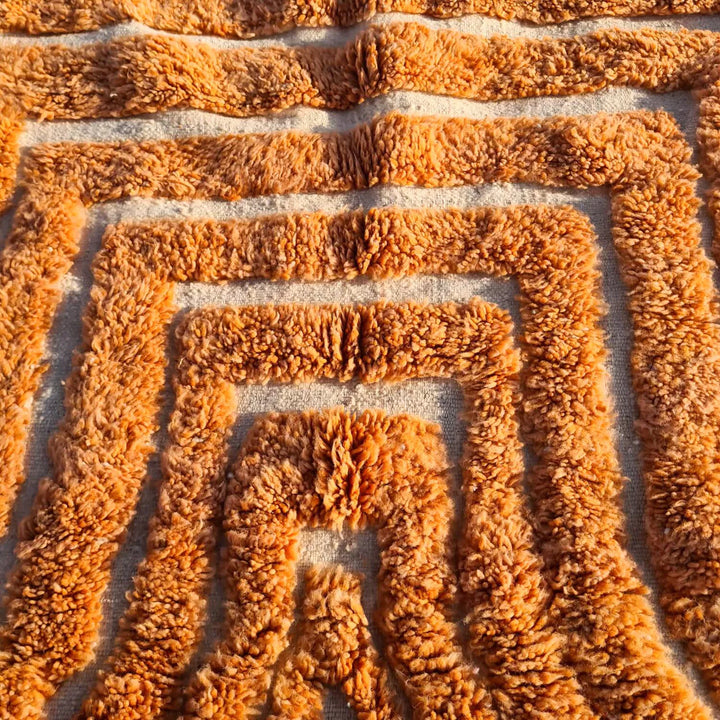 Custom Moroccan Rug Orange  – Handmade Geometric Wool Design