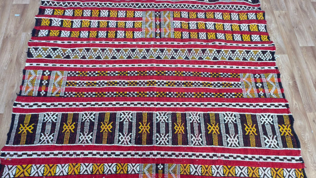 Custom Red Moroccan Kilim Rug – Handmade Flatweave Wool Carpet
