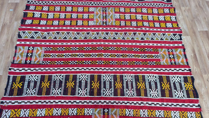 Custom Red Moroccan Kilim Rug – Handmade Flatweave Wool Carpet