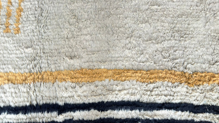 Custom  Modern Beni Mrirt Moroccan Rug – Mustard & Black Wool