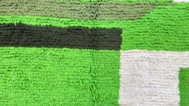 Custom Green Moroccan Wool Rug – Handmade Modern Geometric