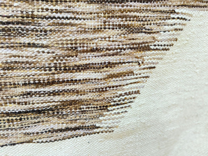 Flatweave Moroccan Rug – Cream &amp; Brown Moroccan Wool Kilim