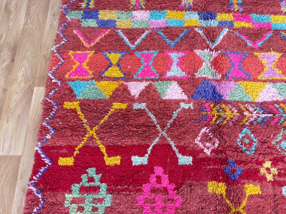 Red Boujaad Moroccan Rug – Handmade Wool Berber Carpet