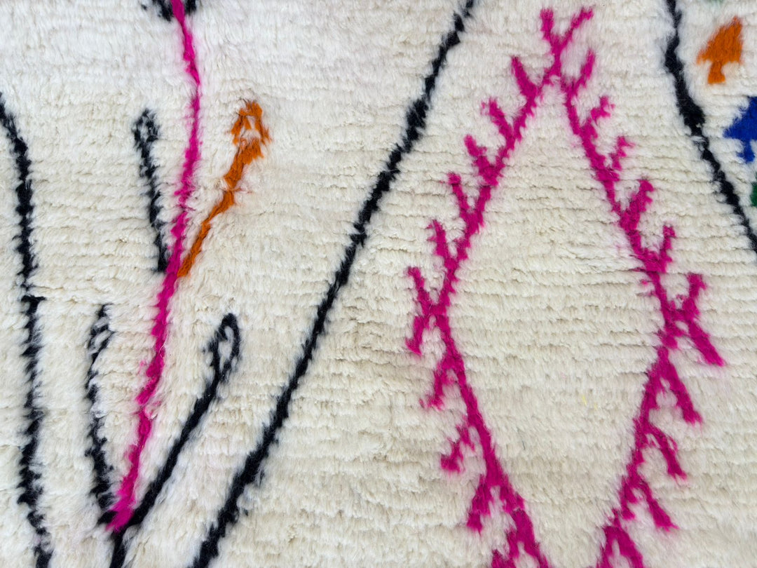 Beni Ourain Moroccan Rug – Handmade Wool Carpet with Colorful Diamonds
