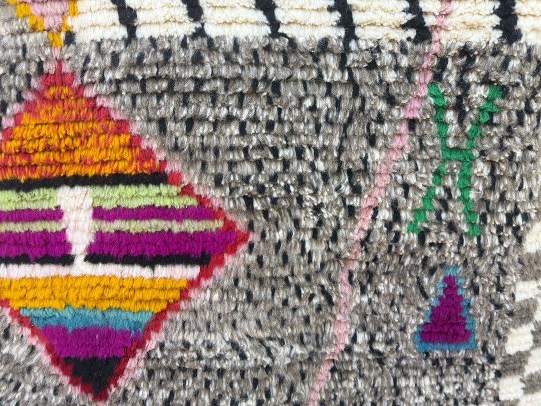 Colorful Moroccan Wool Rug – Geometric beni mrirt  rug Design