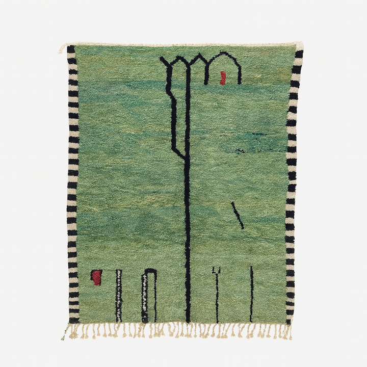 Green Moroccan Rug – Handmade Wool Berber Carpet