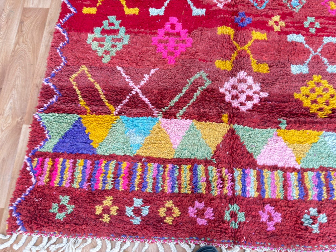 Red Boujaad Moroccan Rug – Handmade Wool Berber Carpet