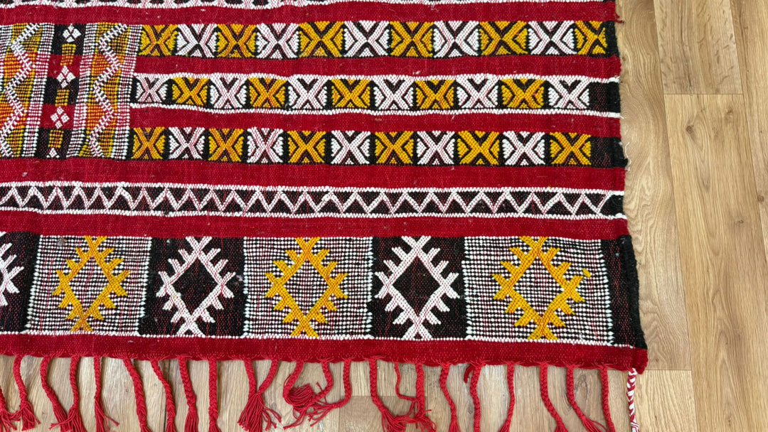 Custom Red Moroccan Kilim Rug – Handmade Flatweave Wool Carpet