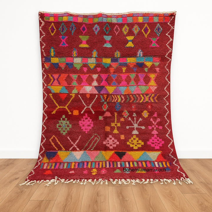 Red Boujaad Moroccan Rug – Handmade Wool Berber Carpet