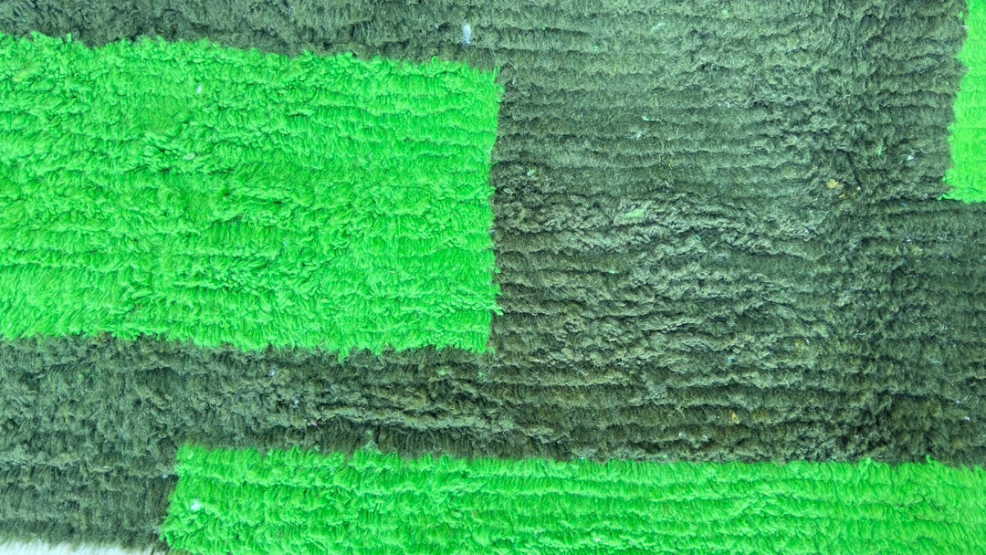 Custom Green Moroccan Wool Rug – Handmade Modern Geometric