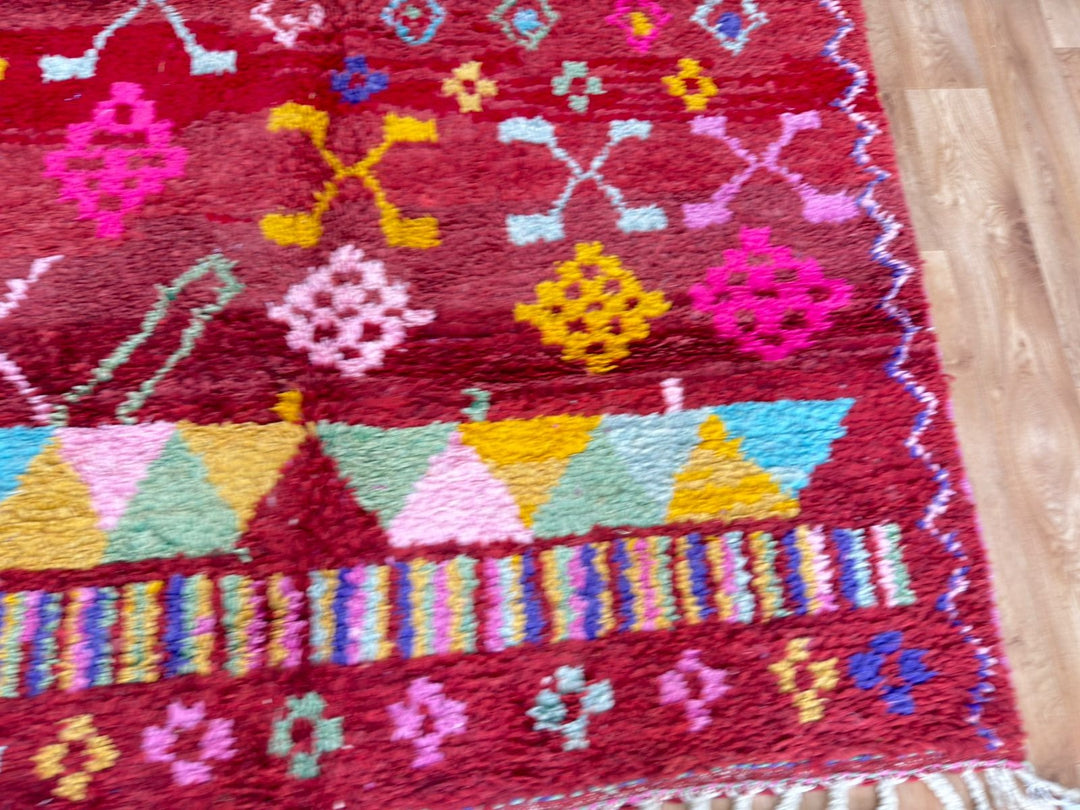 Red Boujaad Moroccan Rug – Handmade Wool Berber Carpet