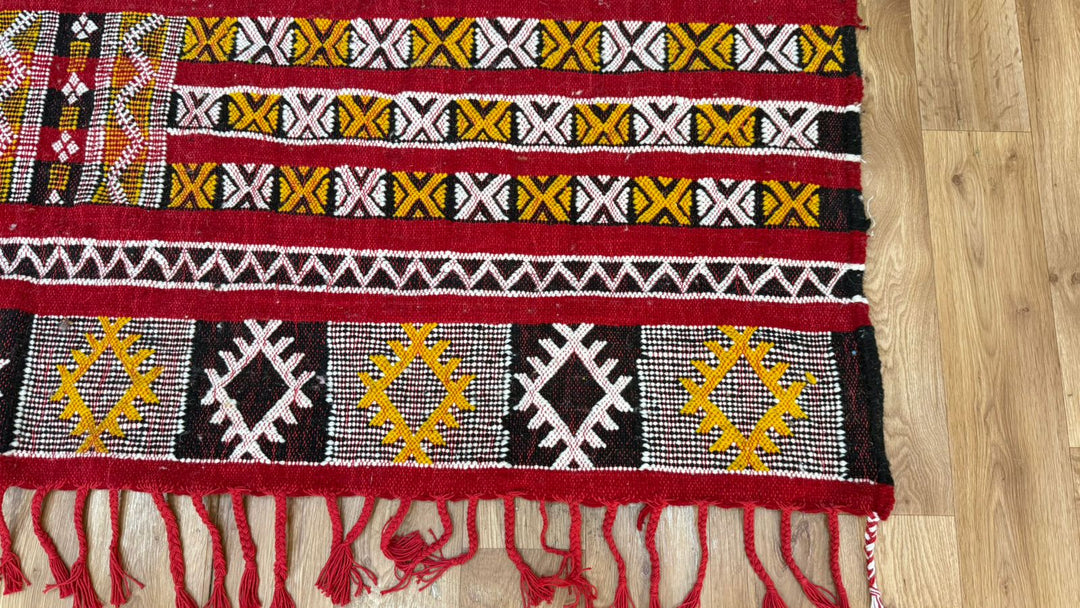 Custom Red Moroccan Kilim Rug – Handmade Flatweave Wool Carpet