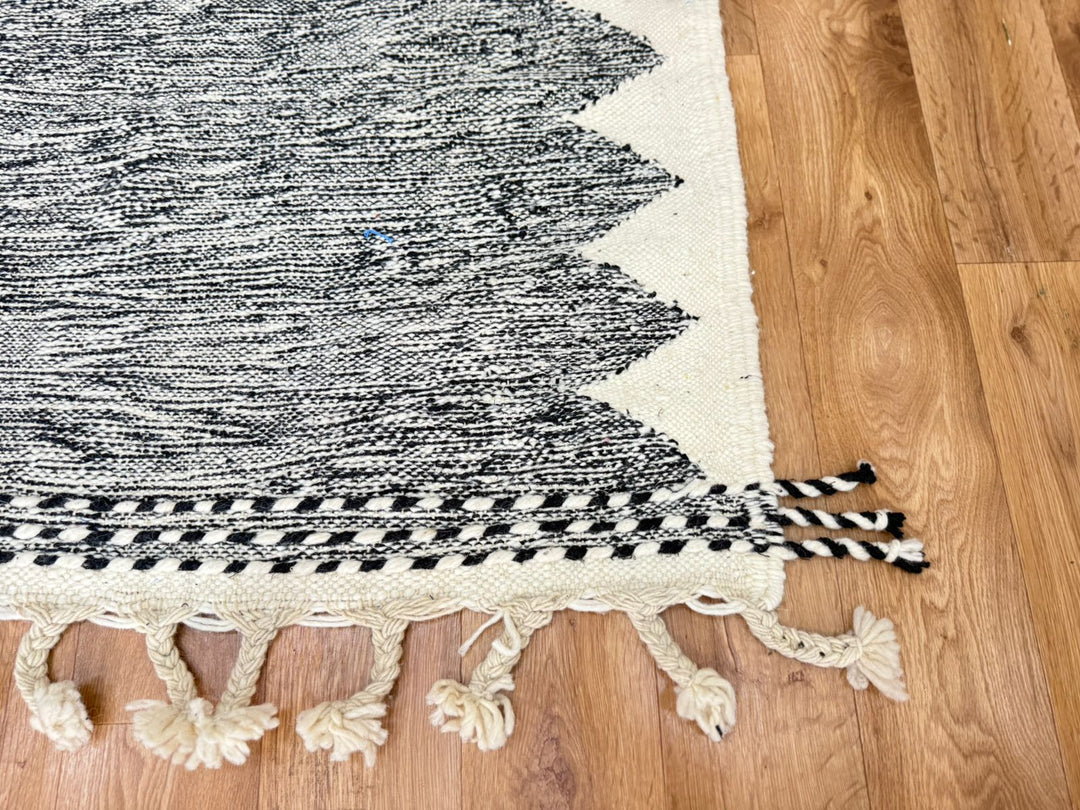 Flatweave Moroccan Rug – Dark Grey &amp; Cream moroccan kilim rugs