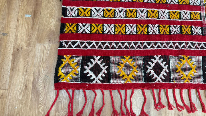 Custom Red Moroccan Kilim Rug – Handmade Flatweave Wool Carpet