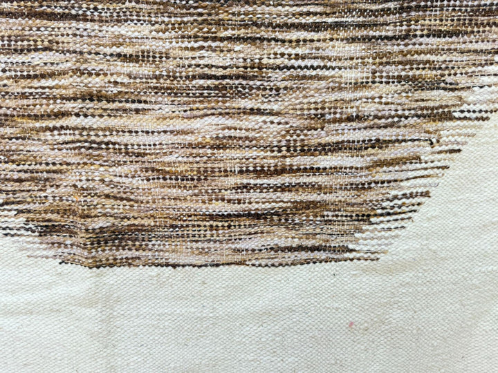 Flatweave Moroccan Rug – Cream &amp; Brown Moroccan Wool Kilim