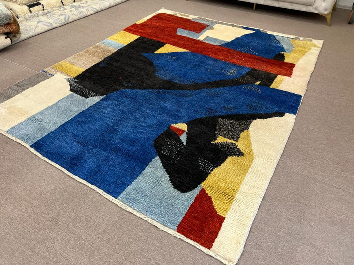 Abstract Modern Beni Mrirt Rug – Handwoven Moroccan Wool Art Piece