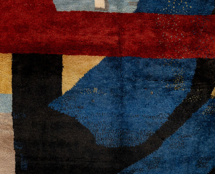 Abstract Modern Beni Mrirt Rug – Handwoven Moroccan Wool Art Piece