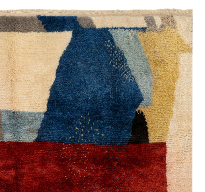 Abstract Modern Beni Mrirt Rug – Handwoven Moroccan Wool Art Piece