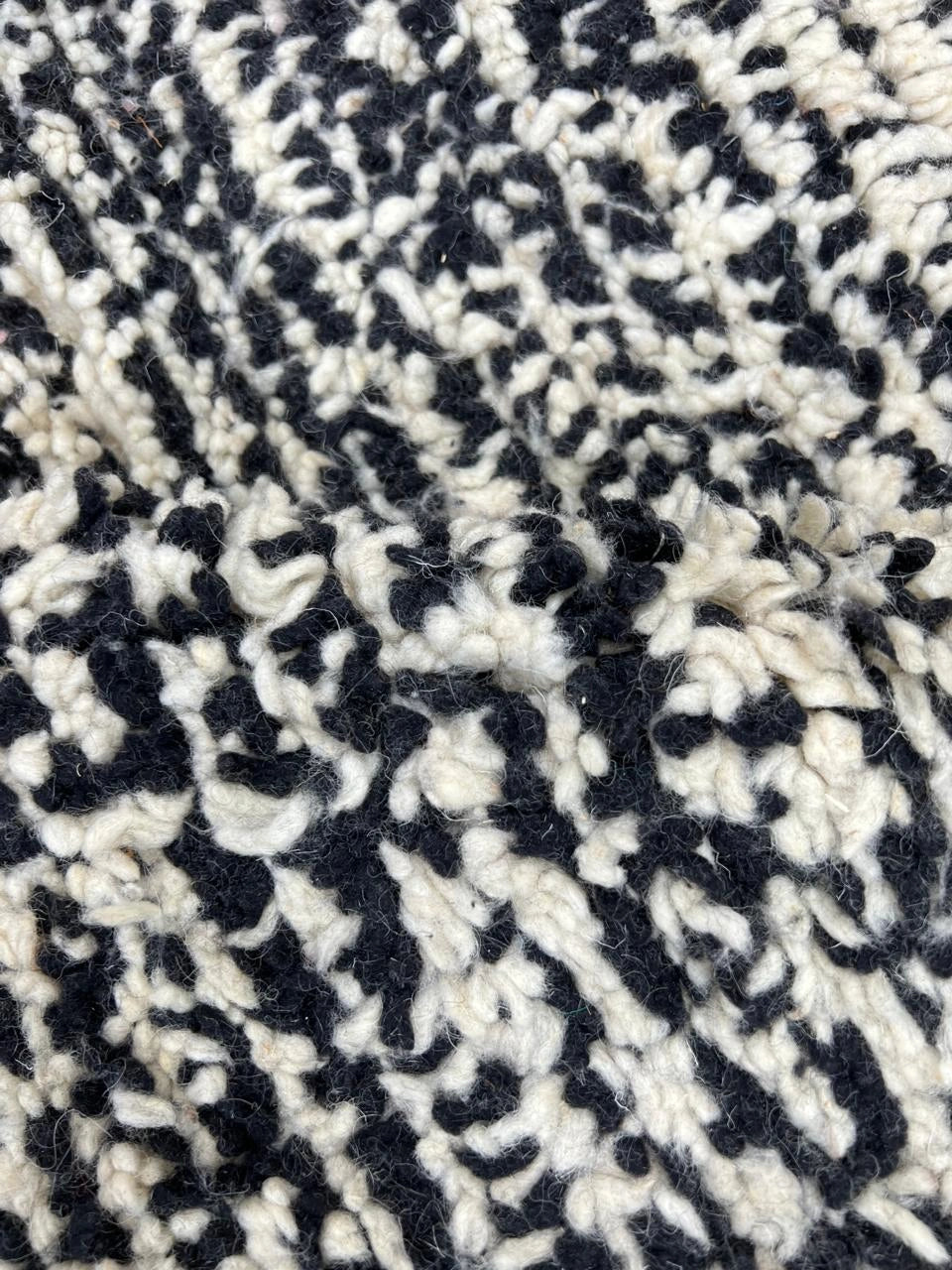 Handmade blue checkered Moroccan wool runner rug with modern geometric pattern