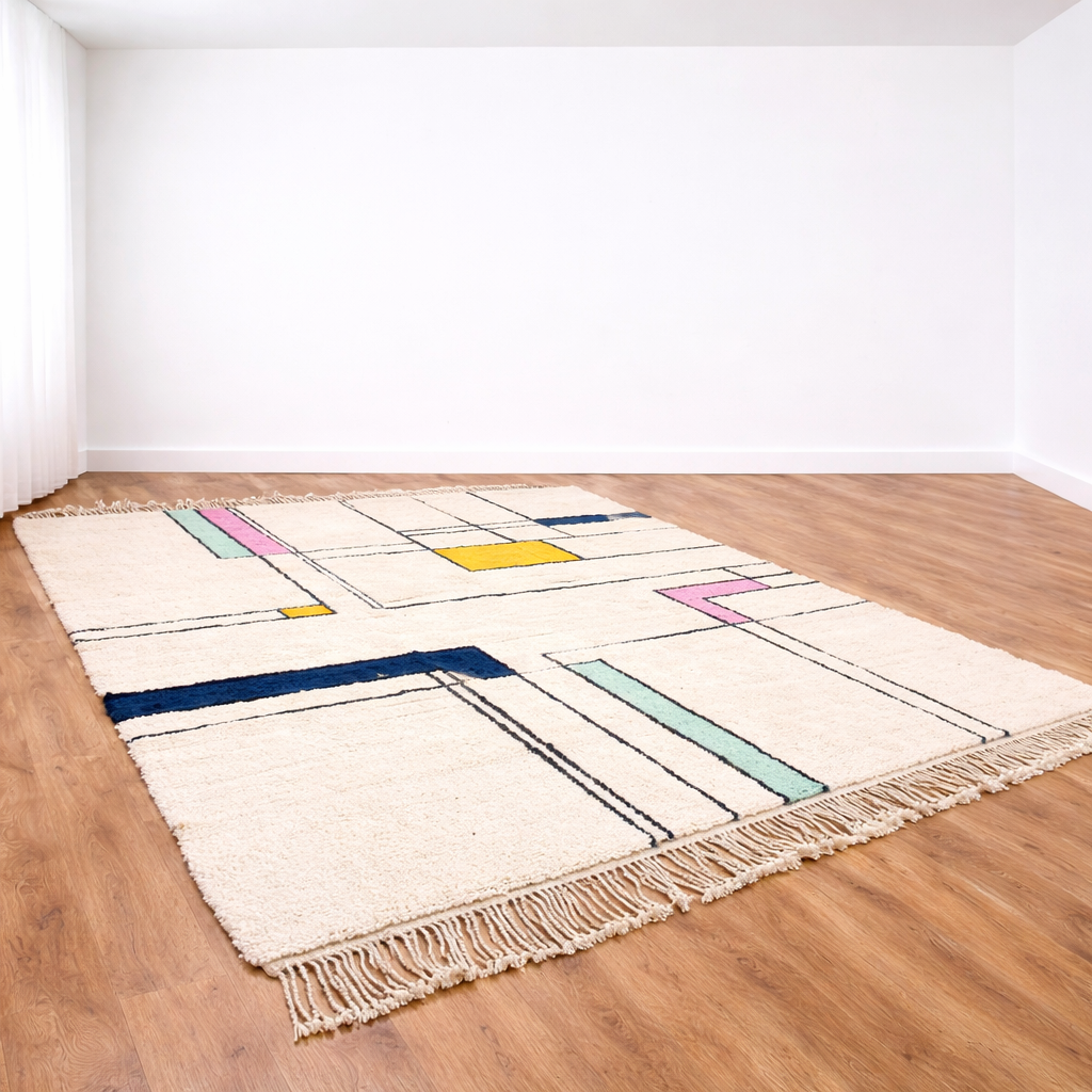 abstract moroccan wool rug colorful geometric berber carpet handmade morocco