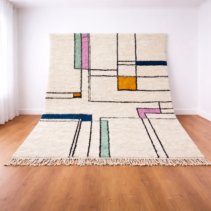 abstract moroccan wool rug colorful geometric berber carpet handmade morocco