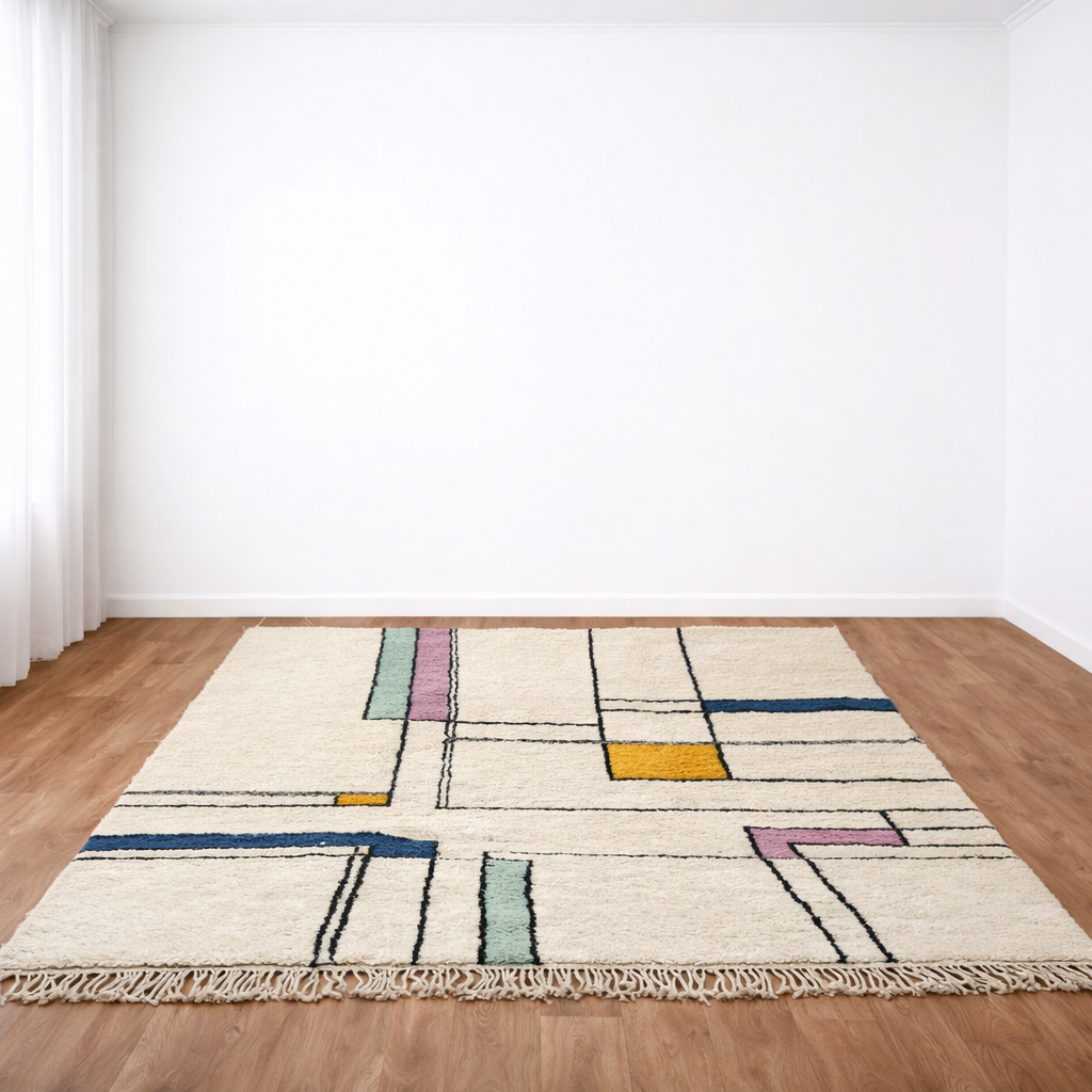 abstract moroccan wool rug colorful geometric berber carpet handmade morocco