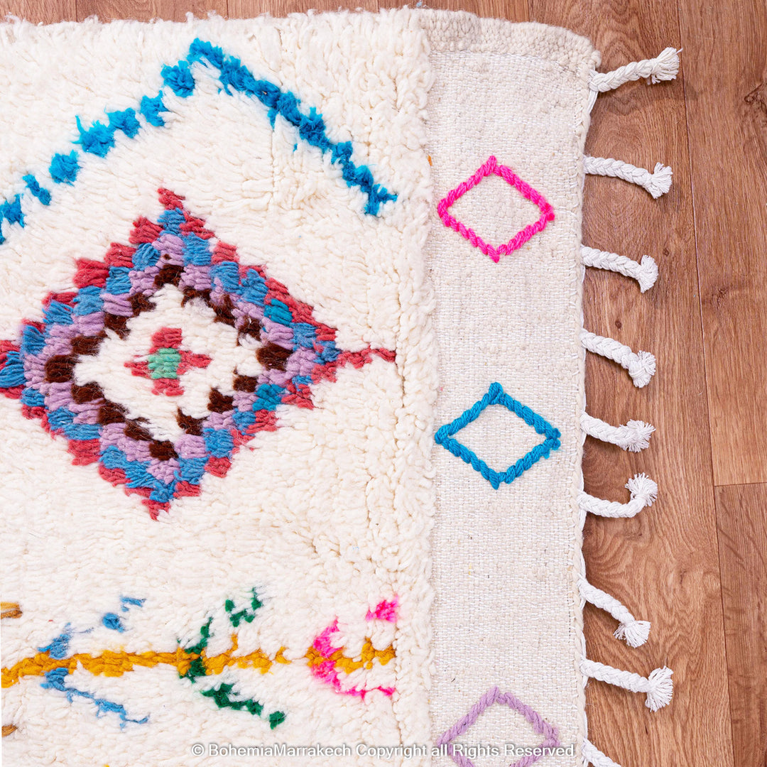 Colorful Boujaad Moroccan Rug with diamond motifs – handmade wool rug
