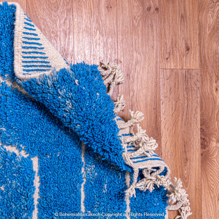 Amazing Blue Rug - Custom Fabulous Boujaad Rug - Beni Ourain Rug