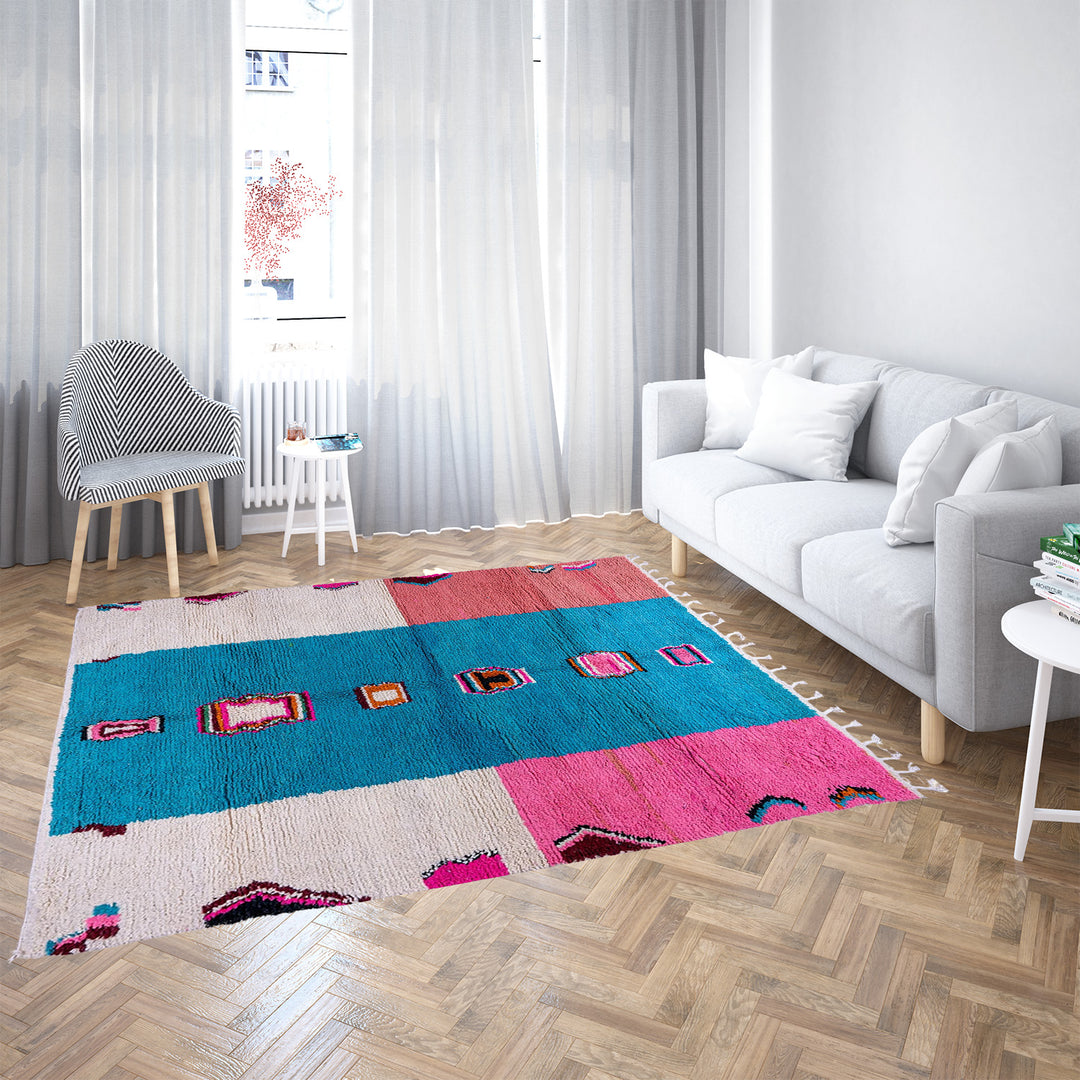 Amazing Multicolored Rug - Custom Fabulous Boujaad Rug - Beni Ourain Rug
