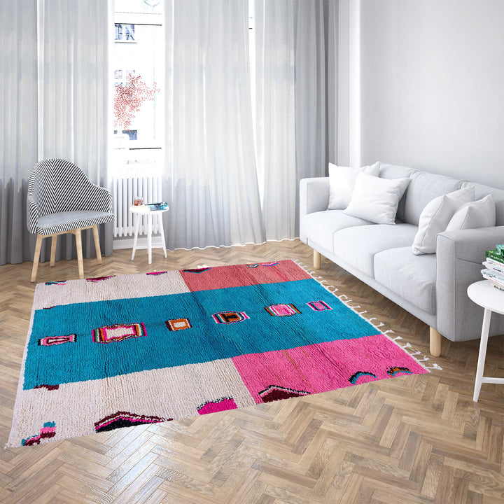 Amazing Multicolored Rug - Custom Fabulous Boujaad Rug - Beni Ourain Rug