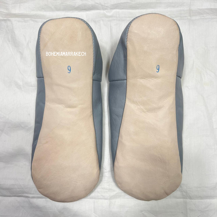 Minimalist Gray Moroccan babouche slippers made from genuine leather