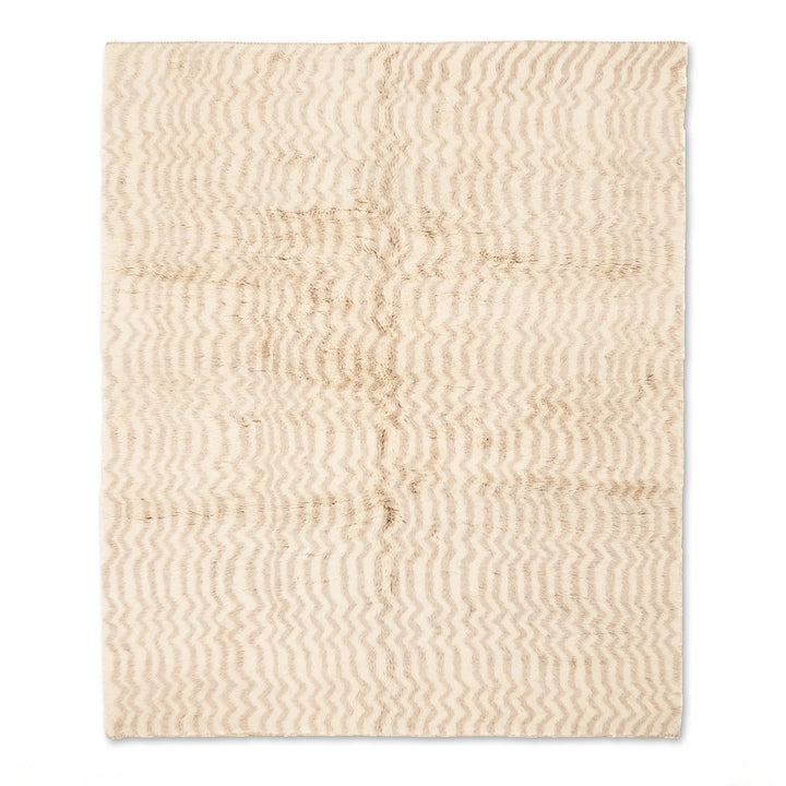 Beige Zigzag Moroccan Rug – Handwoven Soft Wool Area Carpet
