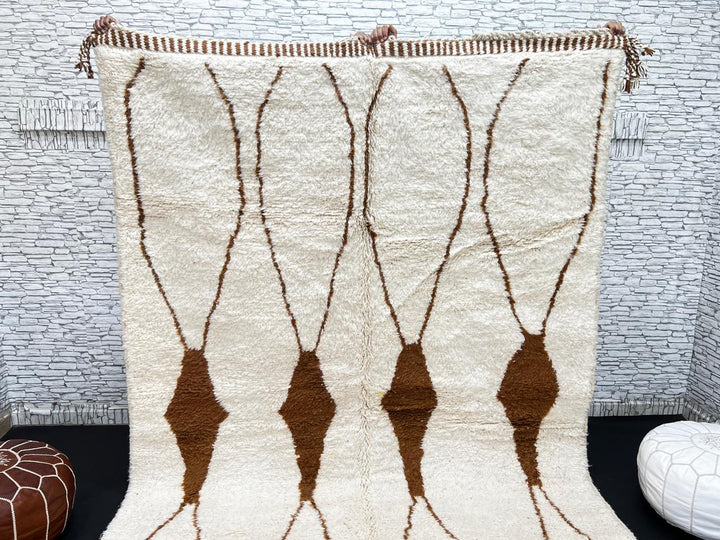 Beige and Brown Moroccan Wool Rug – Handmade Beni Mrirt Carpet