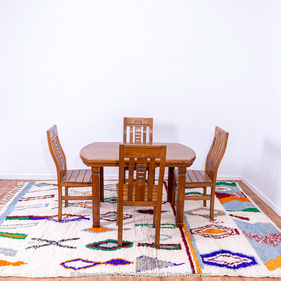 Colorful Moroccan Berber rug with multicolored tribal motifs – handmade wool