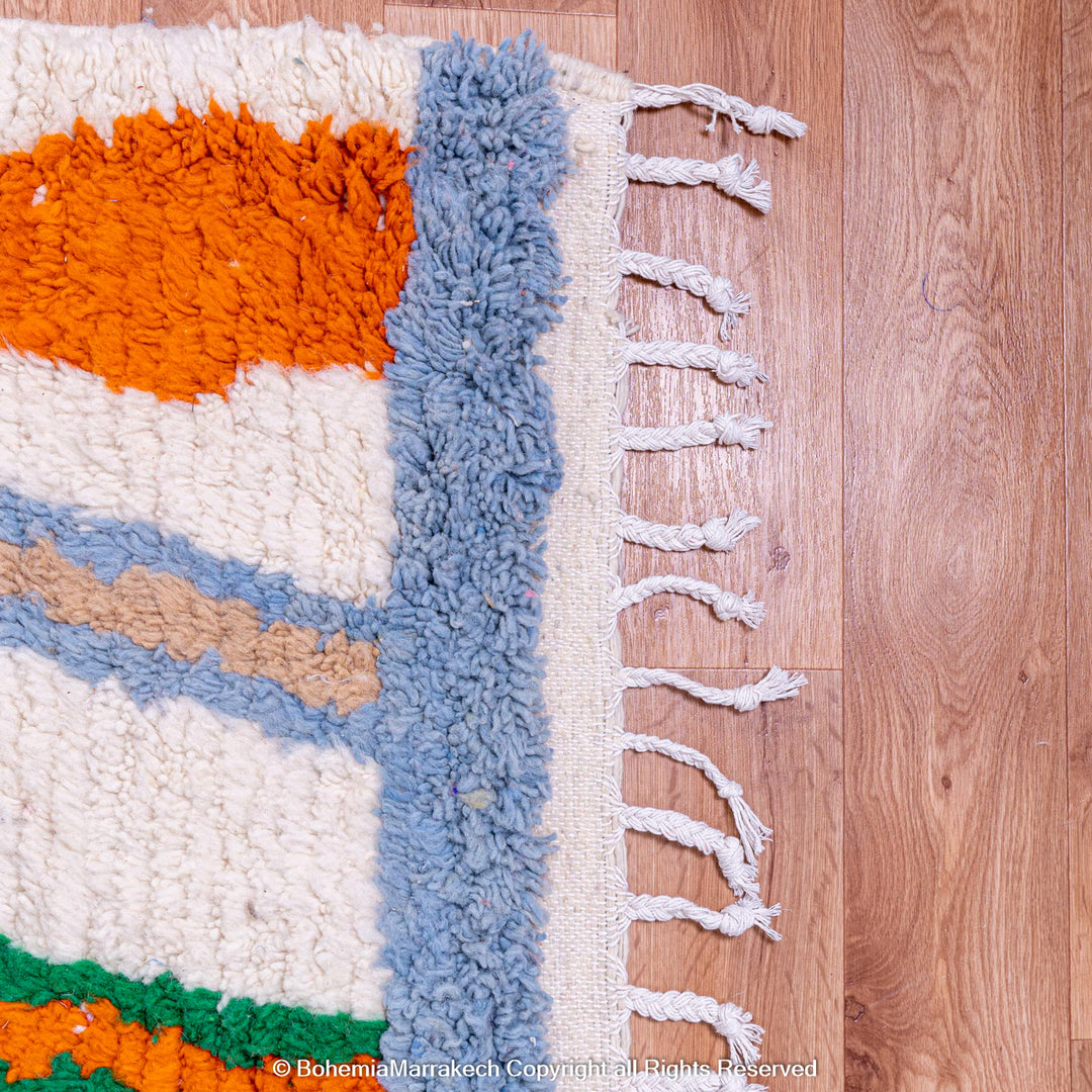 Colorful Moroccan Berber rug with multicolored tribal motifs – handmade wool