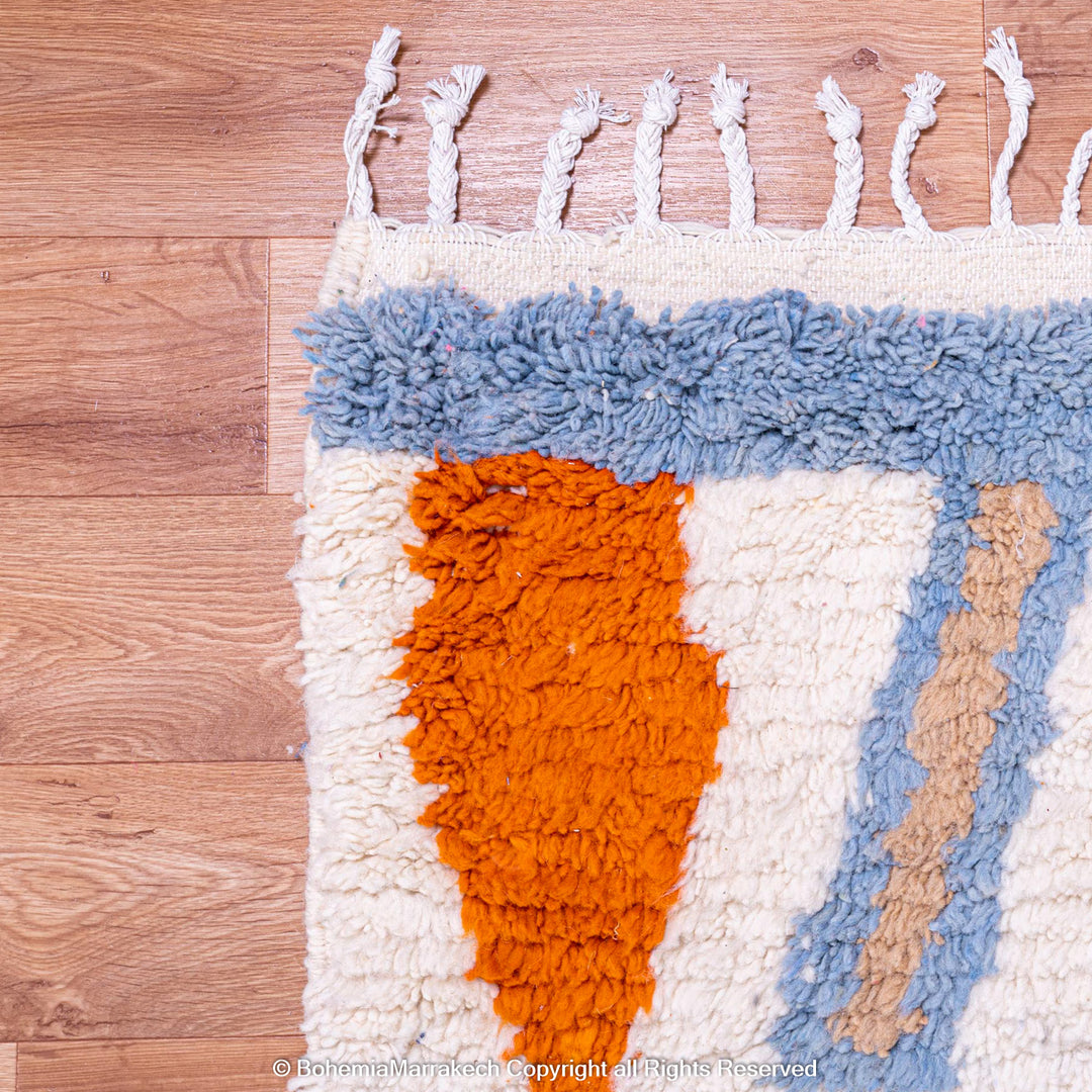 Colorful Moroccan Berber rug with multicolored tribal motifs – handmade wool