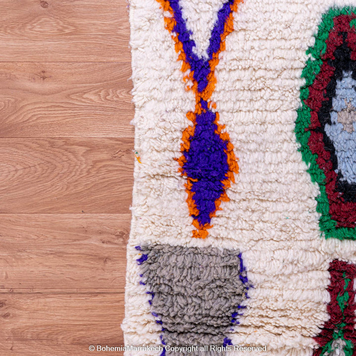 Colorful Moroccan Berber rug with multicolored tribal motifs – handmade wool