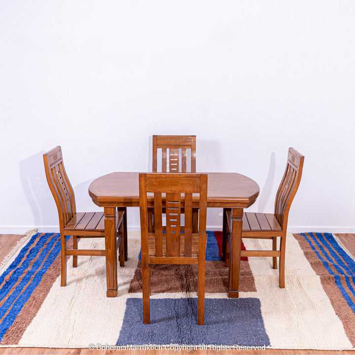 Handmade Moroccan wool rug with modern bold color block design