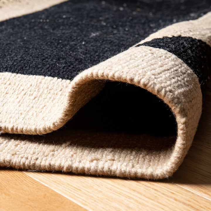 Black Abstract Modern Moroccan Rug – Handmade Wool Carpet