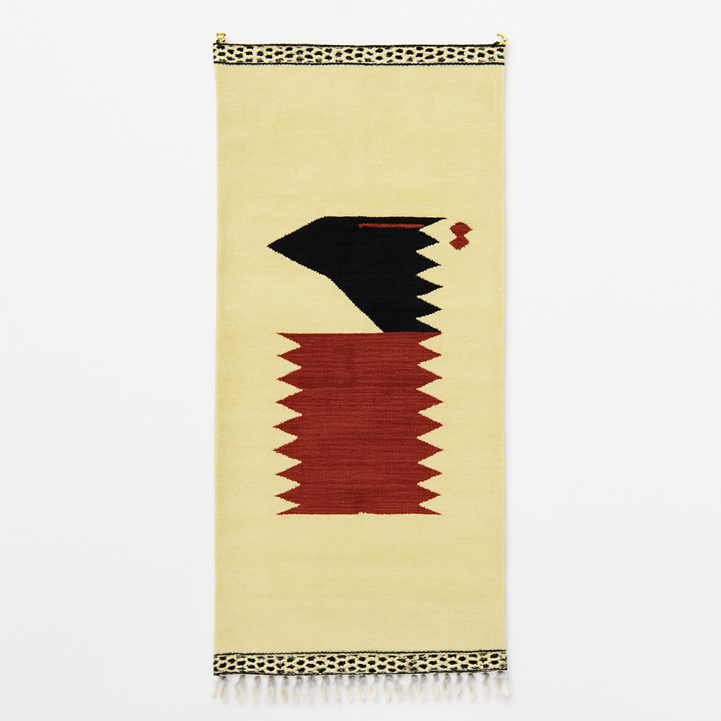 Black and red Moroccan runner rug with geometric Berber design, handmade wool hallway carpet with tribal motifs
