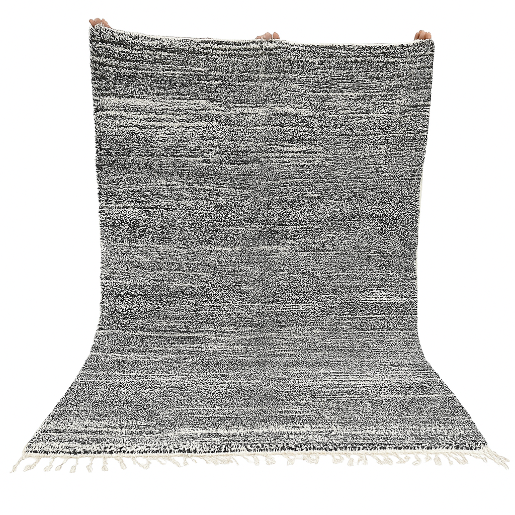 Handmade black and white Moroccan wool rug – modern Berber design