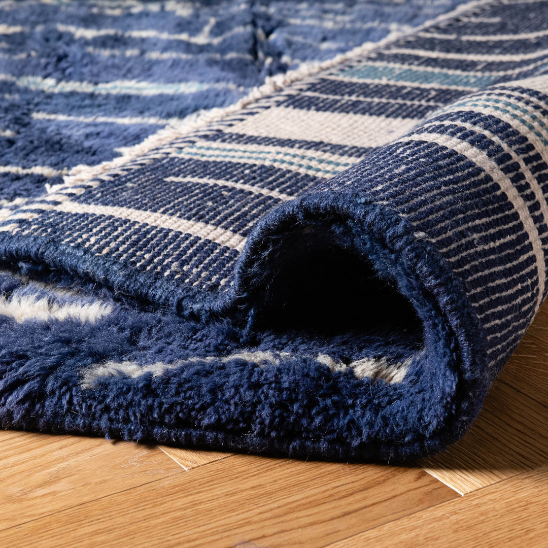 Blue Abstract Moroccan Rug – Handmade Wool Carpet