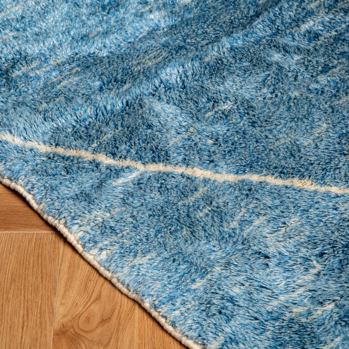 Blue Diamond Moroccan Rug – Handmade Wool Beni Ourain Style