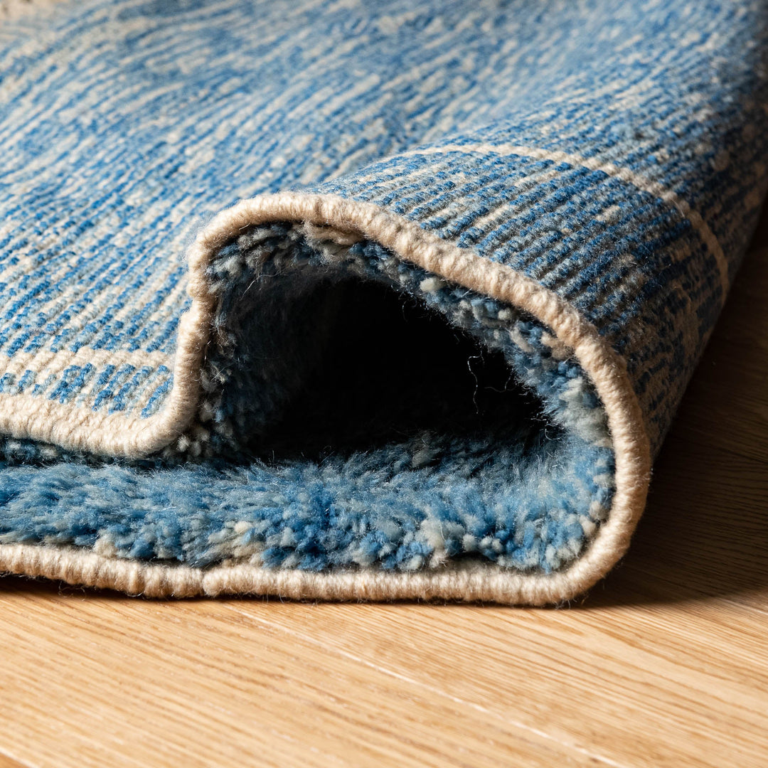 Blue Diamond Moroccan Rug – Handmade Wool Beni Ourain Style