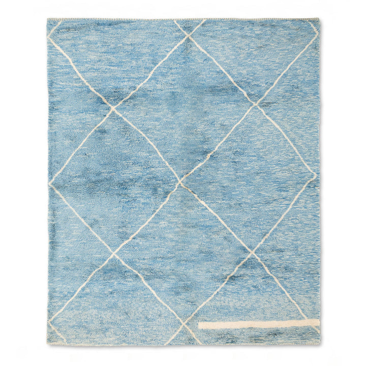 Blue Diamond Moroccan Rug – Handmade Wool Beni Ourain Style