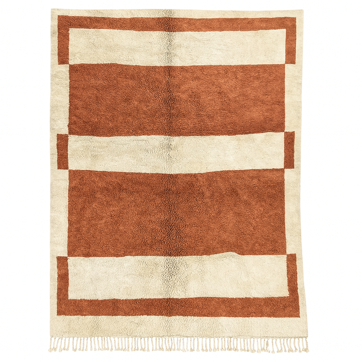 Terracotta & Cream Geometric Moroccan Wool Rug