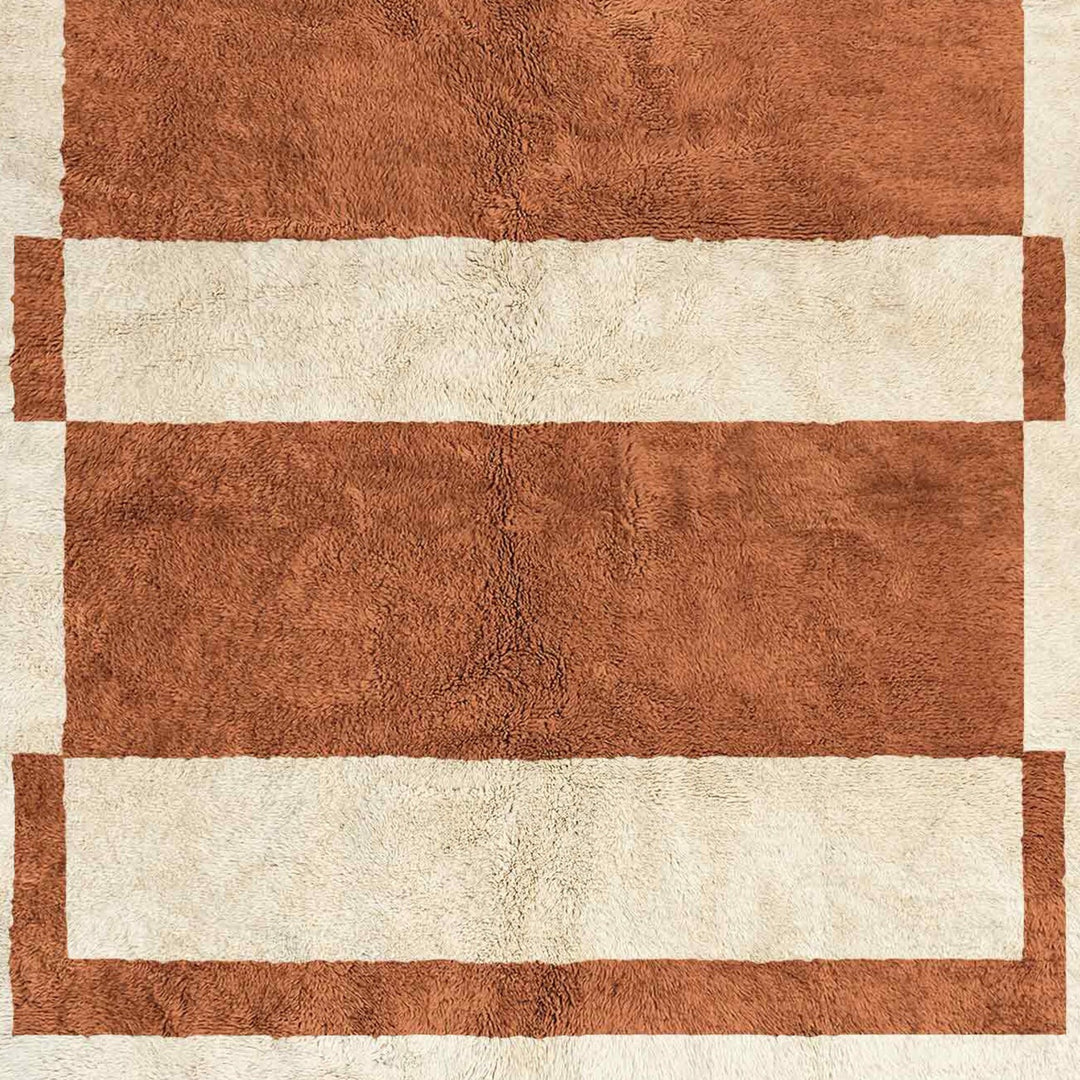 Terracotta & Cream Geometric Moroccan Wool Rug